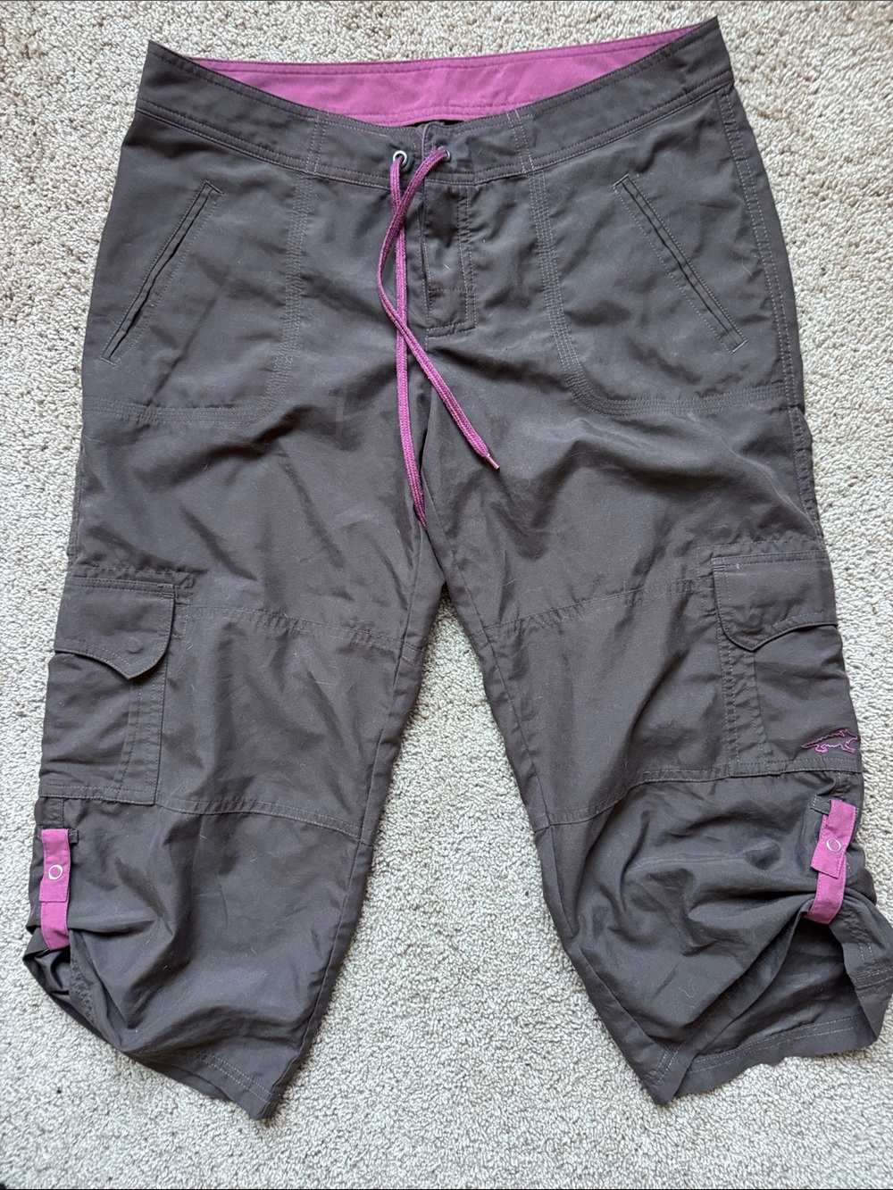 Horny Toad Brown Cargo Capris with Pink Trim